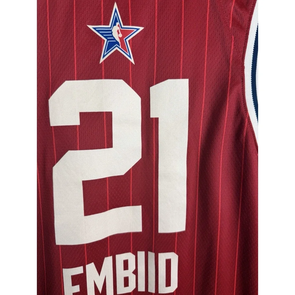 Joel Embiid Jersey Men's 52 2XL NBA Philadelphia Sixers All Star Game Jordan Red